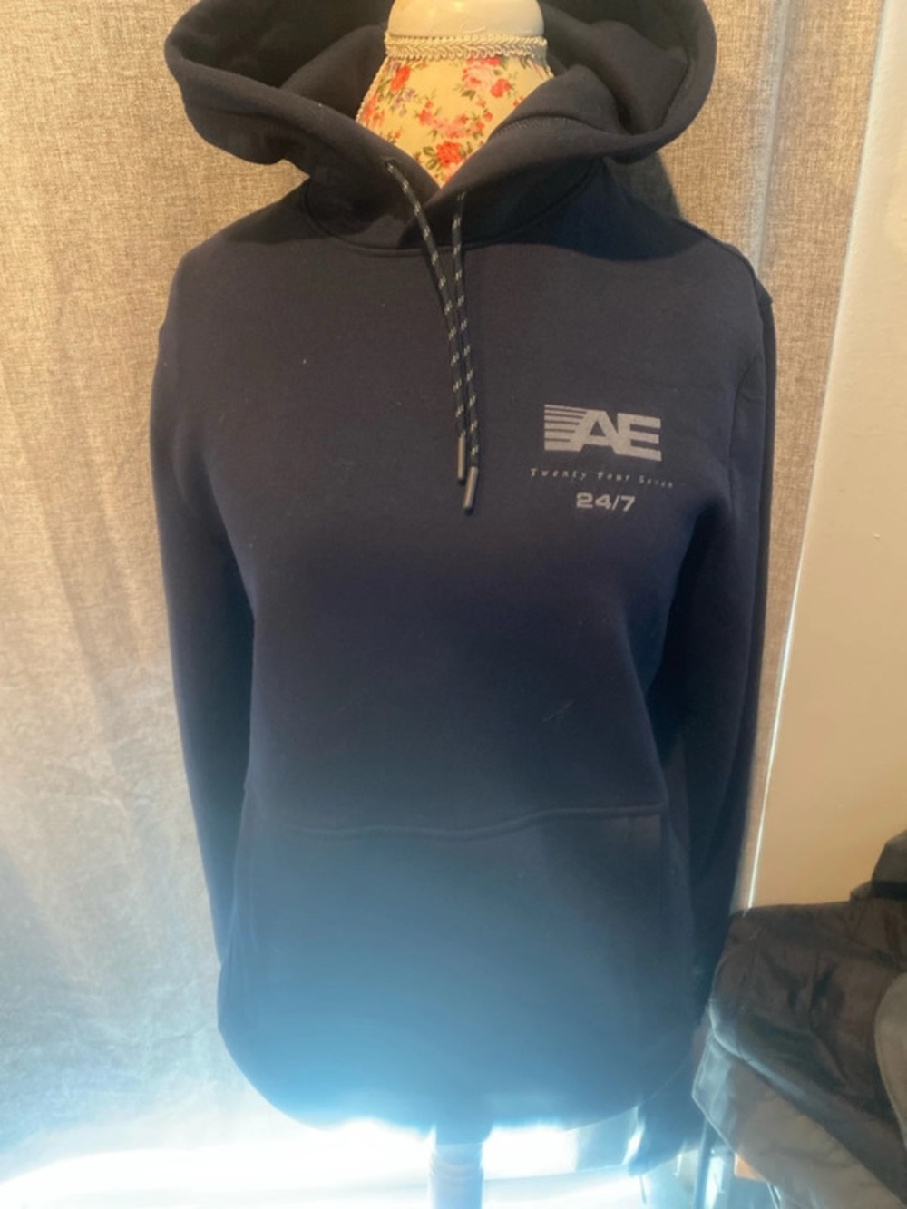 American Eagle Outfitters Navy Crewneck Hoodie with Small Chest Logo